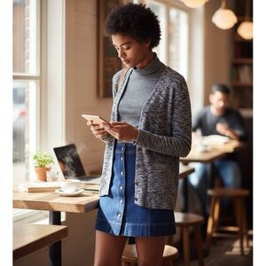 Madewell Button Cardigan Knit Sweater Women’s Size S Black White Marled